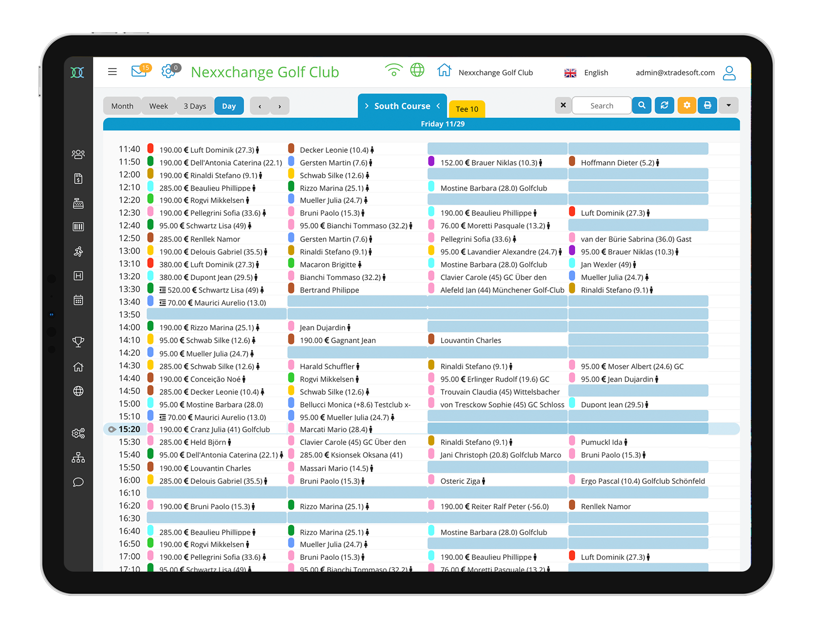 screenshot of Nexxchange GolfSuite